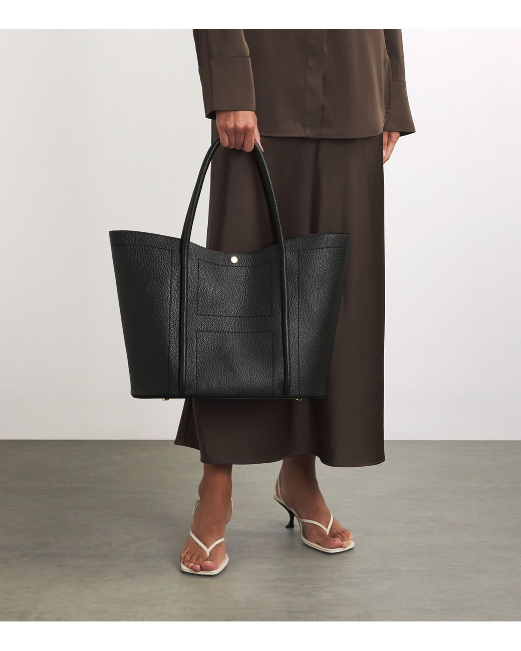 Harrods Black Large Leather Rope Tote Bag