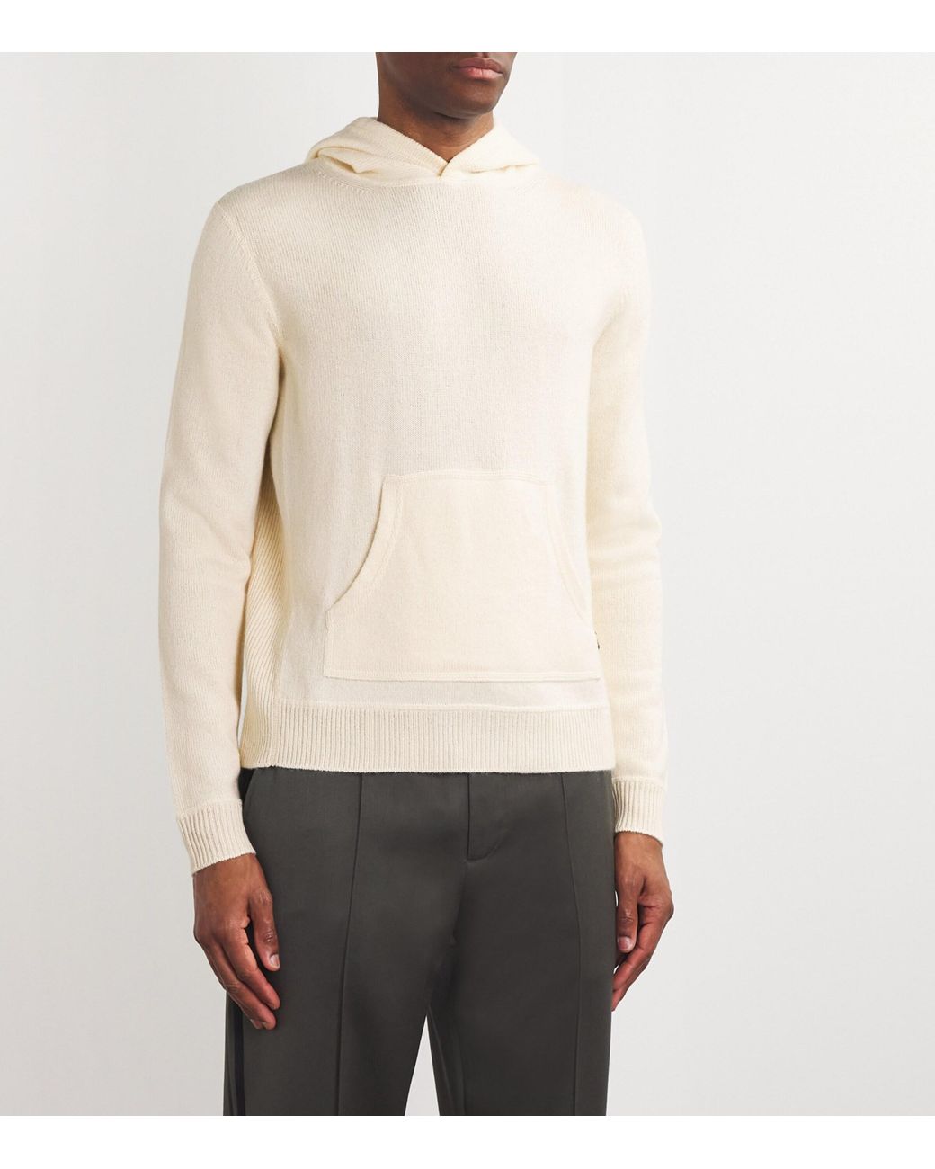 Isaia White Cashmere Hoodie for men