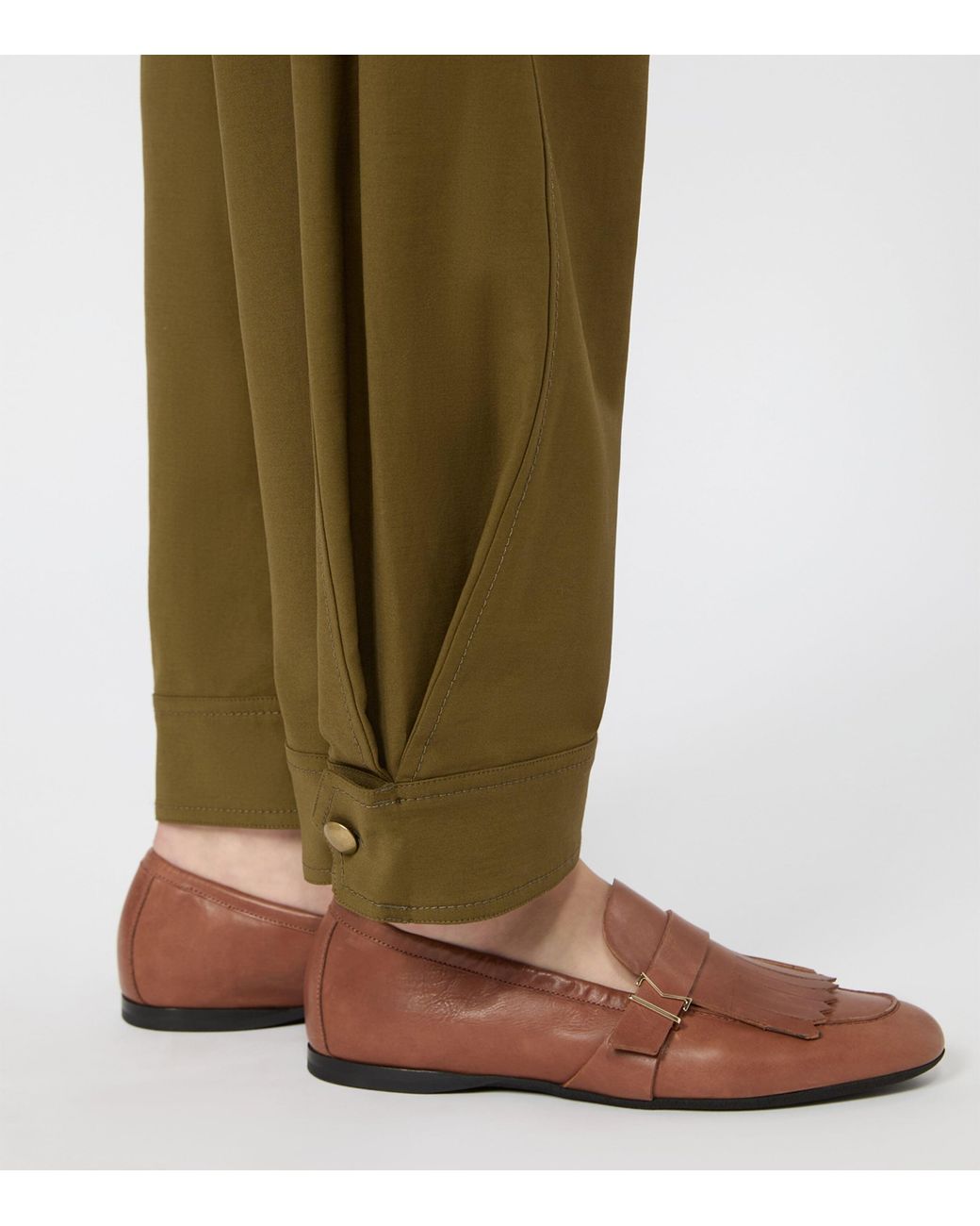 Max Mara Green Stretch-Cotton Barrel Trousers