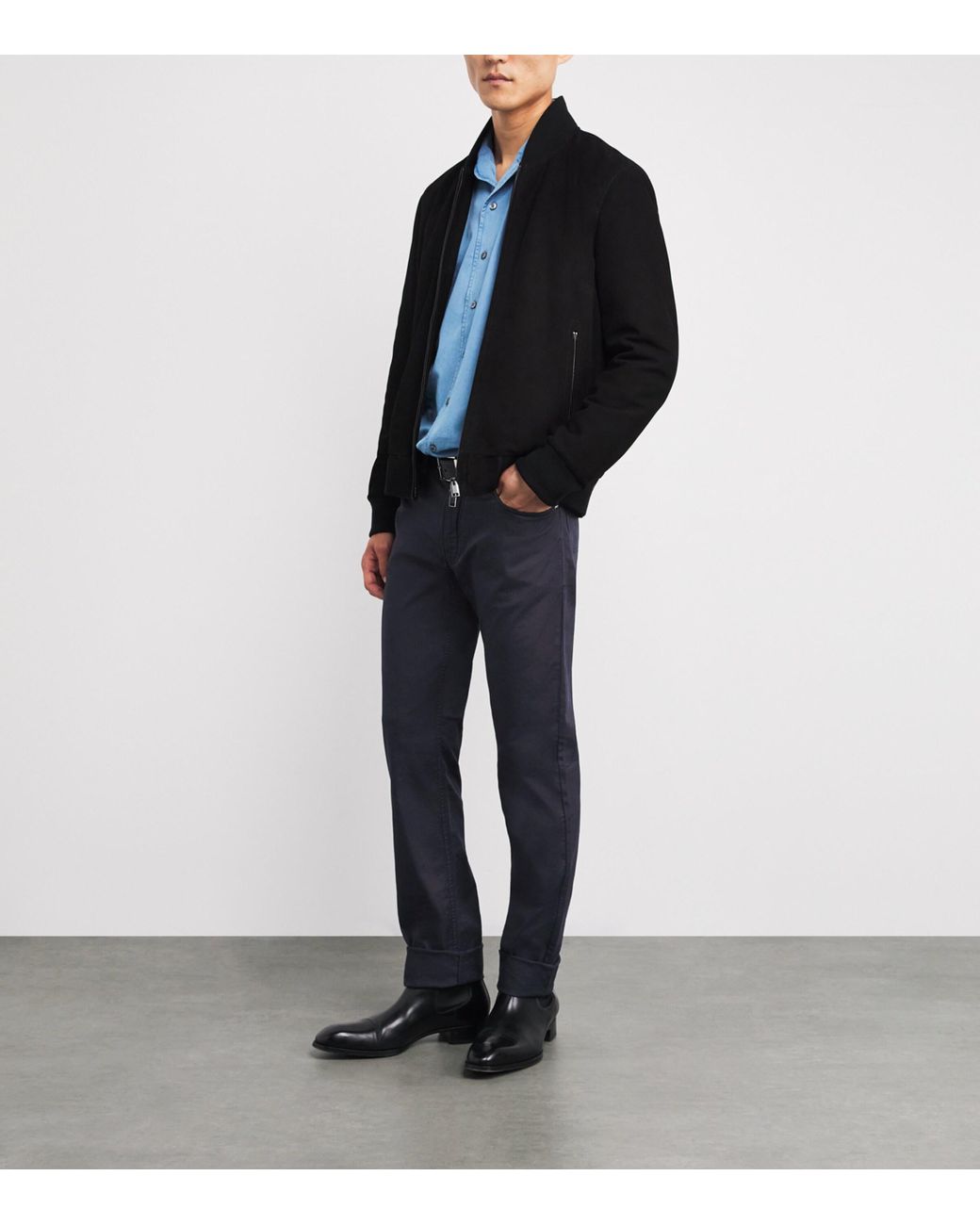 Brioni Blue Stretch-Cotton Chinos for men