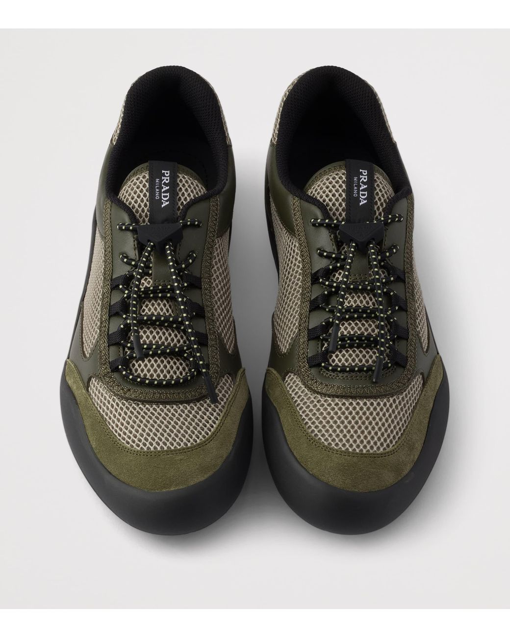 Prada Black Leather-Mesh Speedrock Sneakers