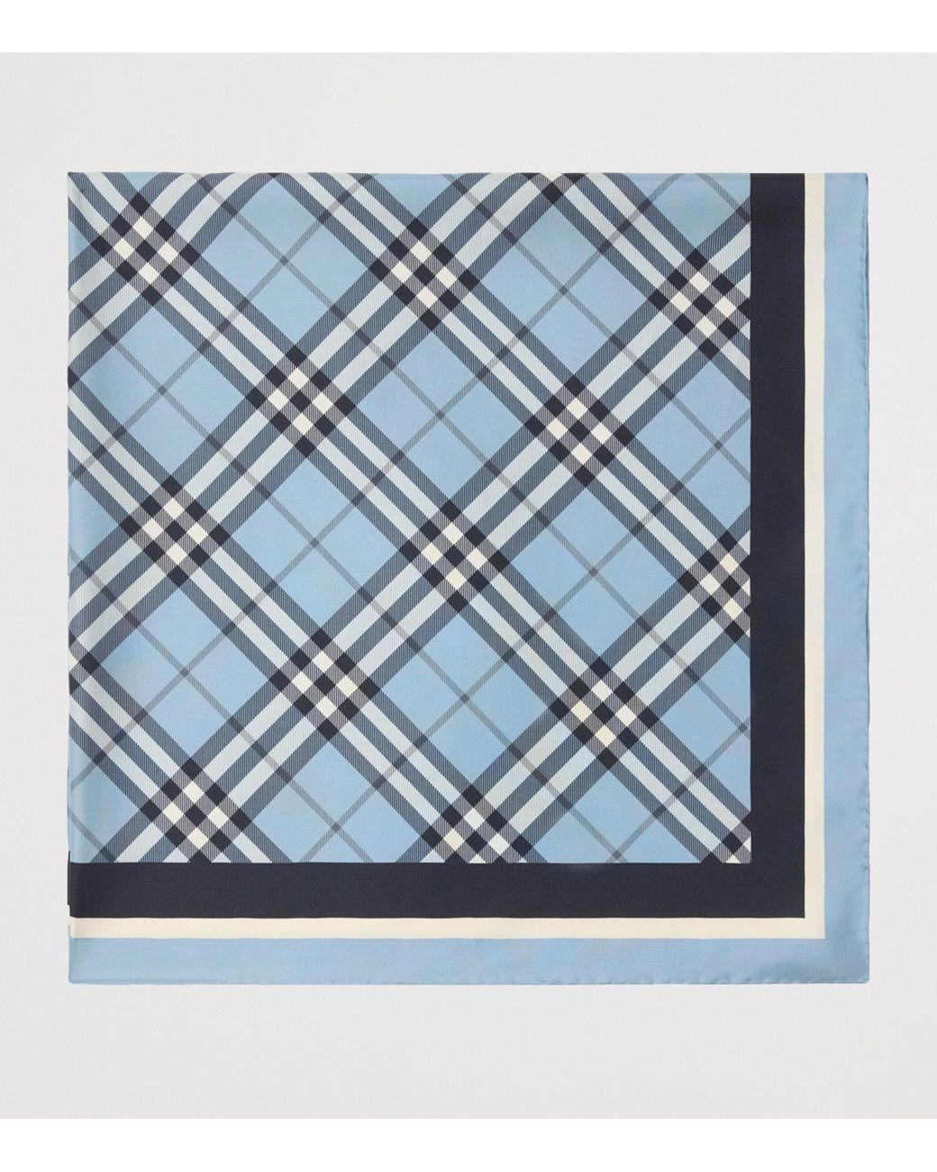 Burberry Blue Silk Check Scarf
