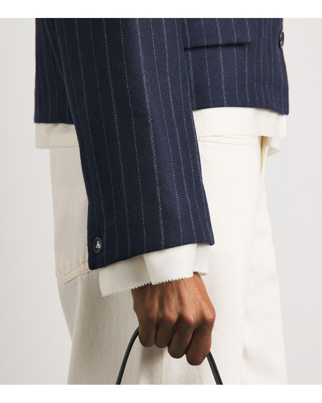 Rag & Bone Blue Wool-Blend Herringbone Stripe Lawrence Blazer