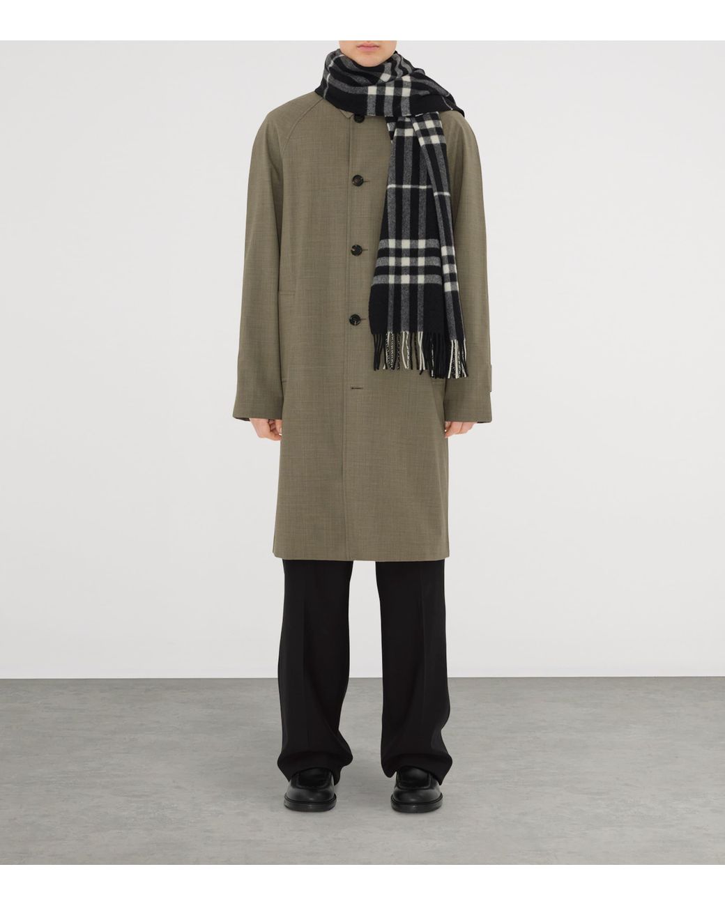 Burberry Black Cashmere Wide Check Scarf