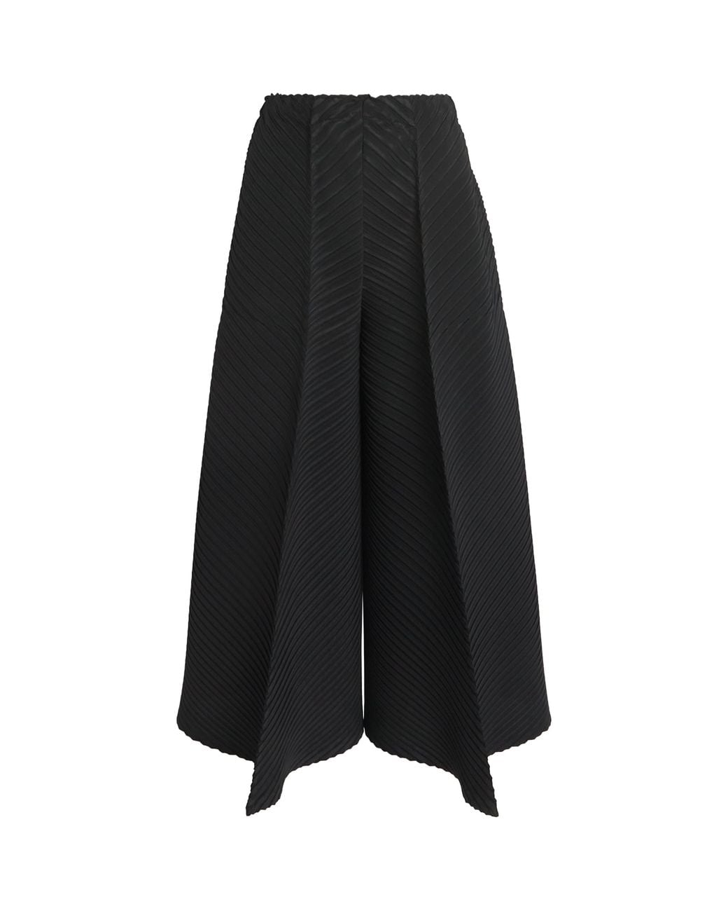 Issey Miyake Black Plaster Pleats Cropped Trousers