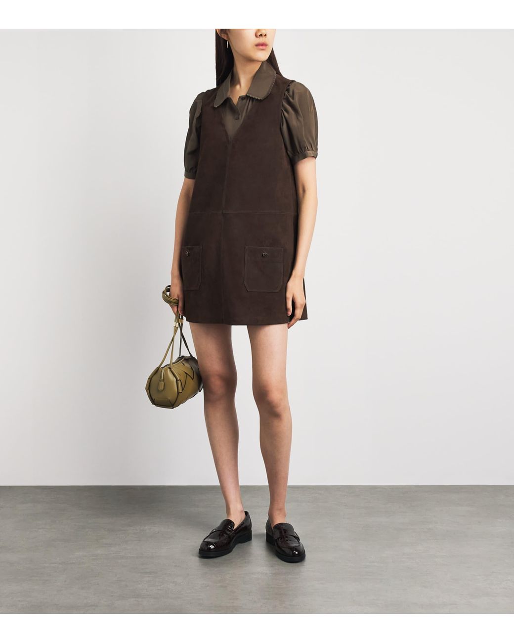 FRAME Brown Suede Safari Tent Mini Dress
