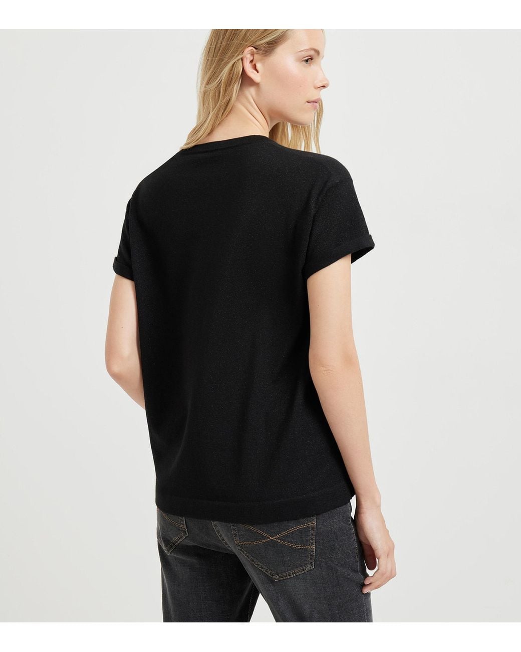 Brunello Cucinelli Black Cashmere-Silk-Blend T-Shirt