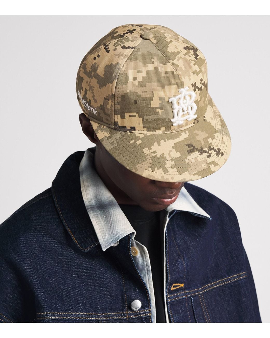 About Blank Metallic Pixelated Camouflage Monogram Cap for men