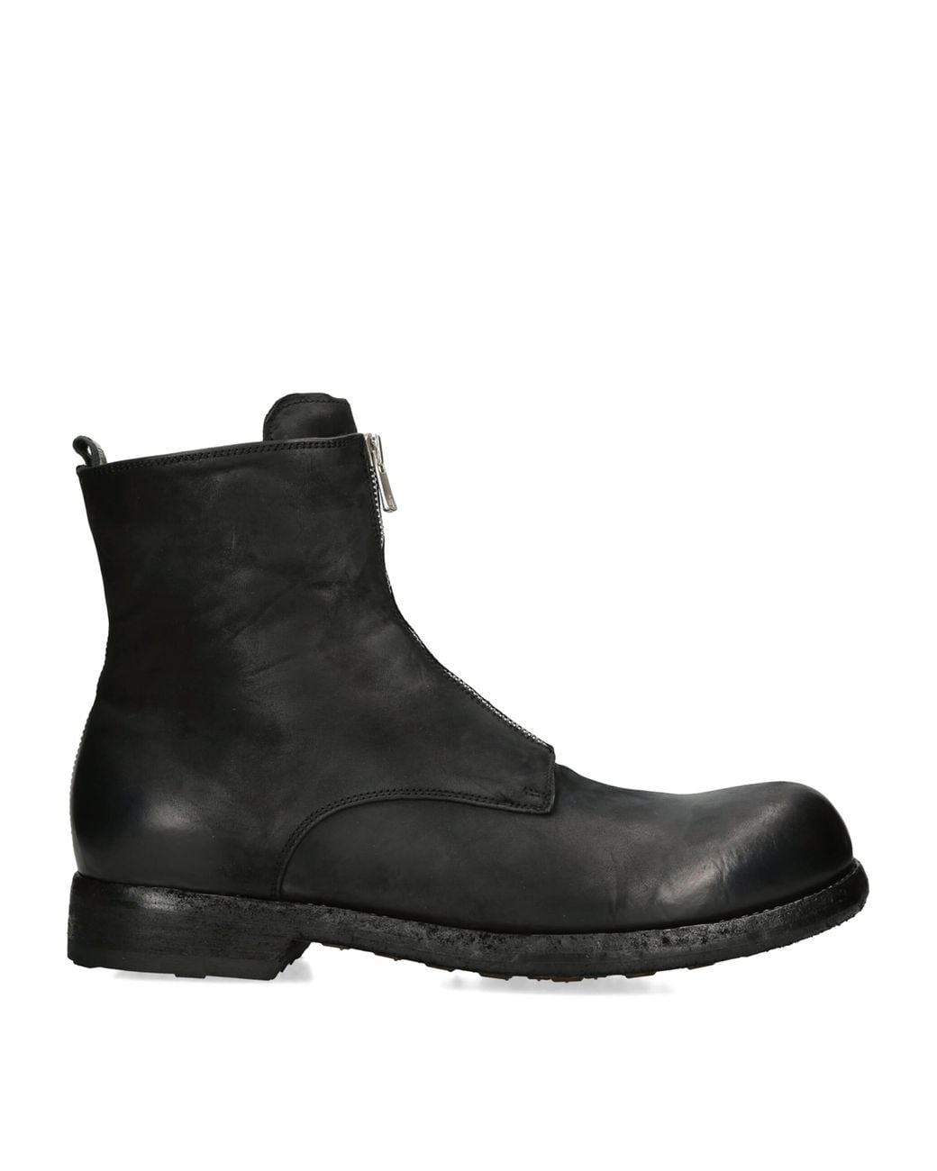 Officine Creative Black Leather Bulla Ankle Boots for men