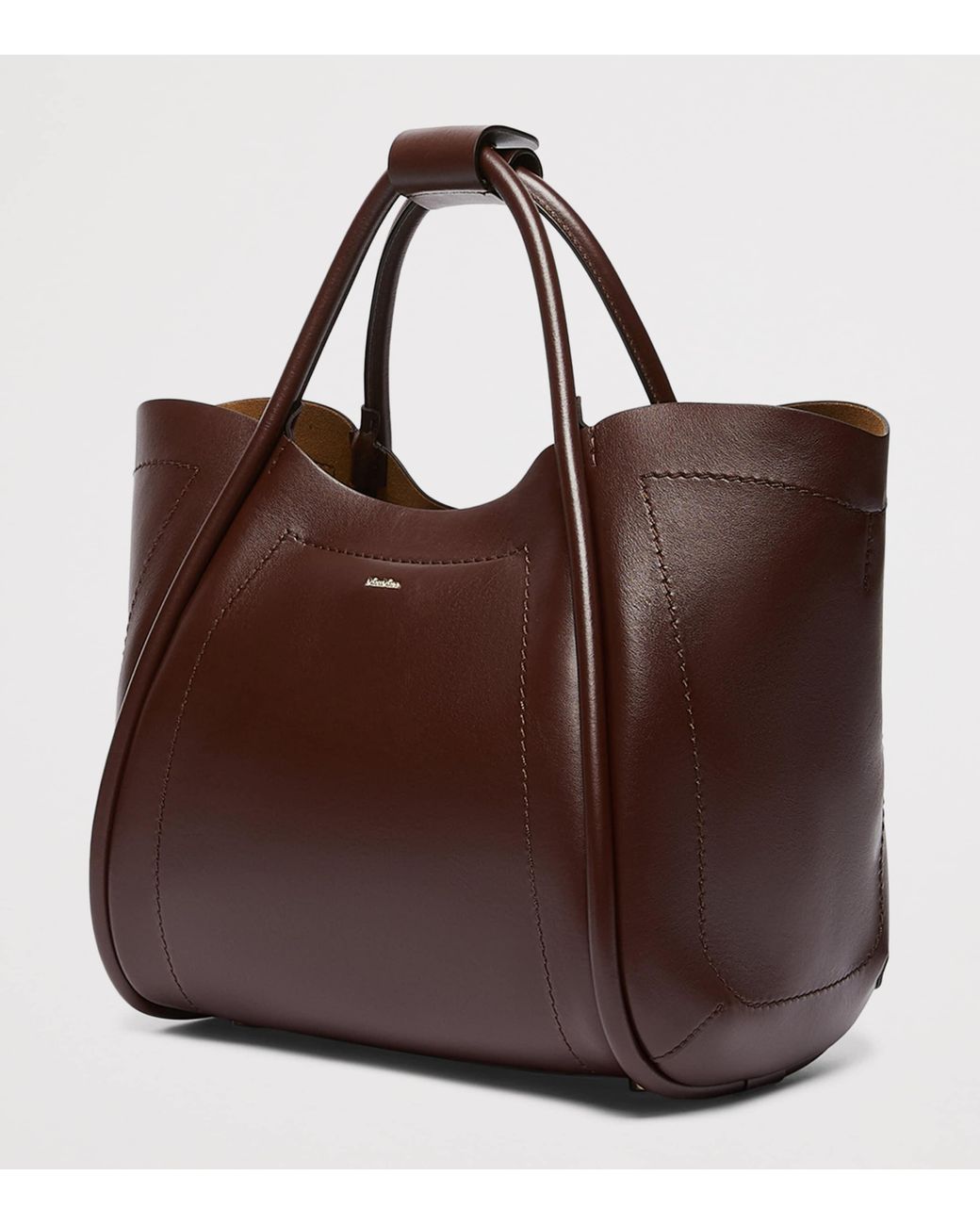 Max Mara Brown Leather Marine Top-Handle Bag
