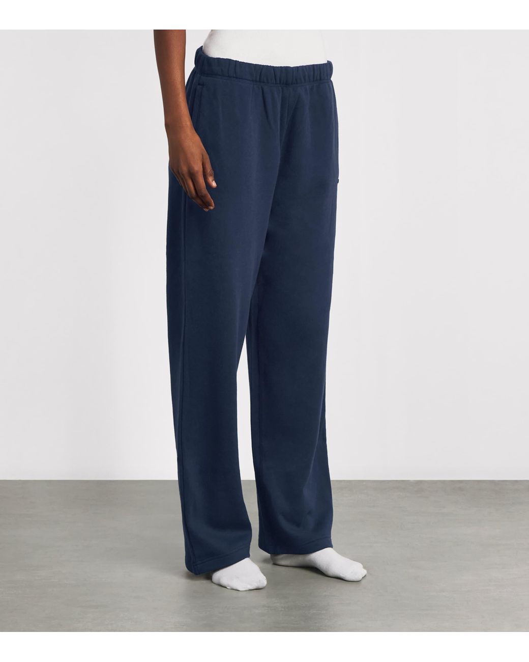 Skims Blue Cotton-Blend Fleece Straight Sweatpants