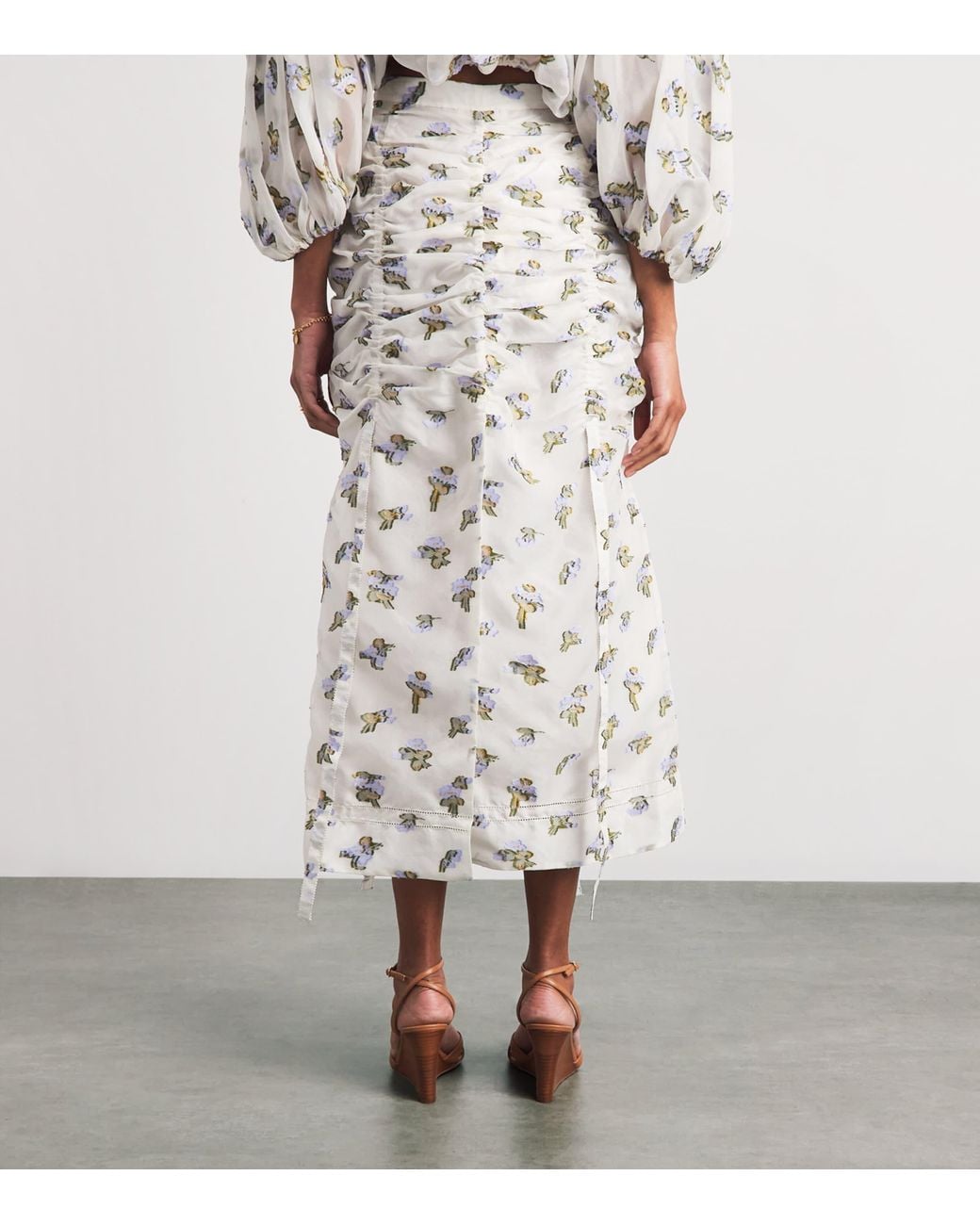 Ulla Johnson White Organza Fliora Liora Midi Skirt