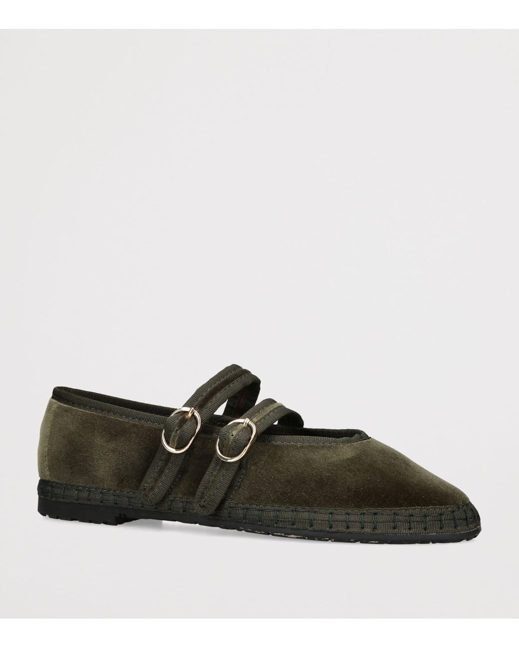 Flabelus Black Velvet Claire Mary Jane Flats