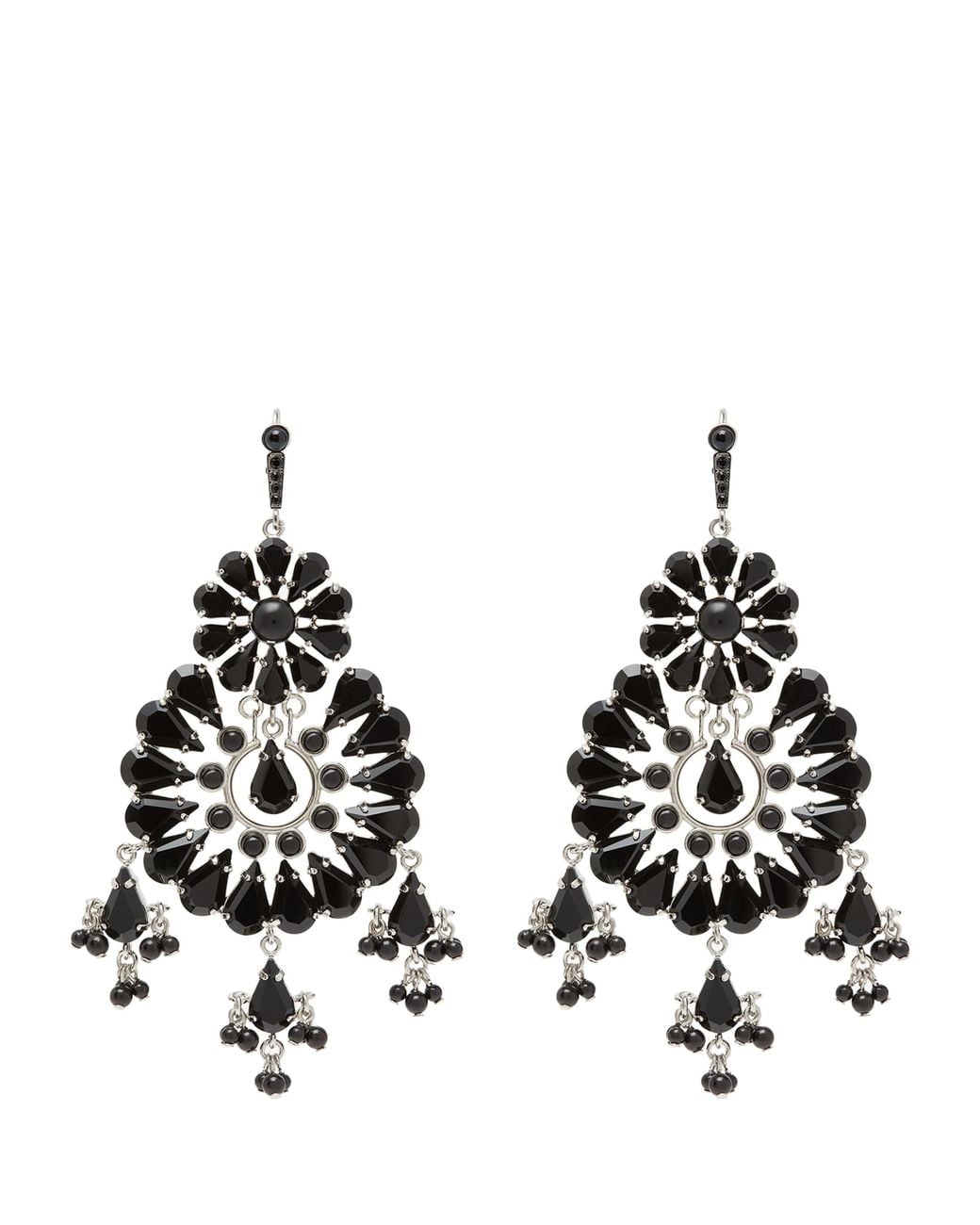 McQueen Black Lustre Drop Earrings for men