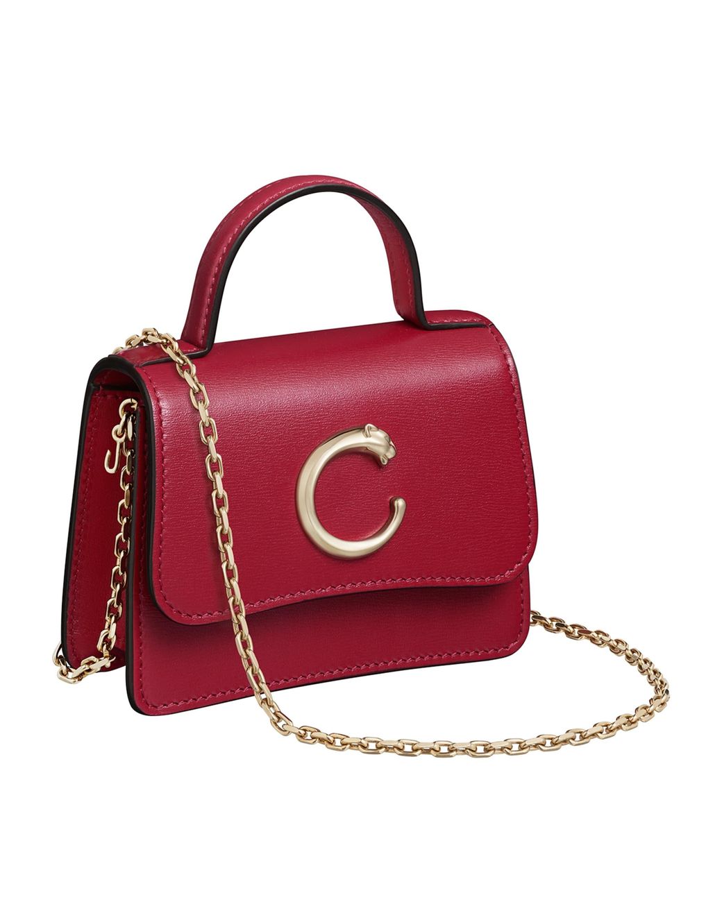 Cartier Red Micro Leather Panthère De Top-Handle Bag