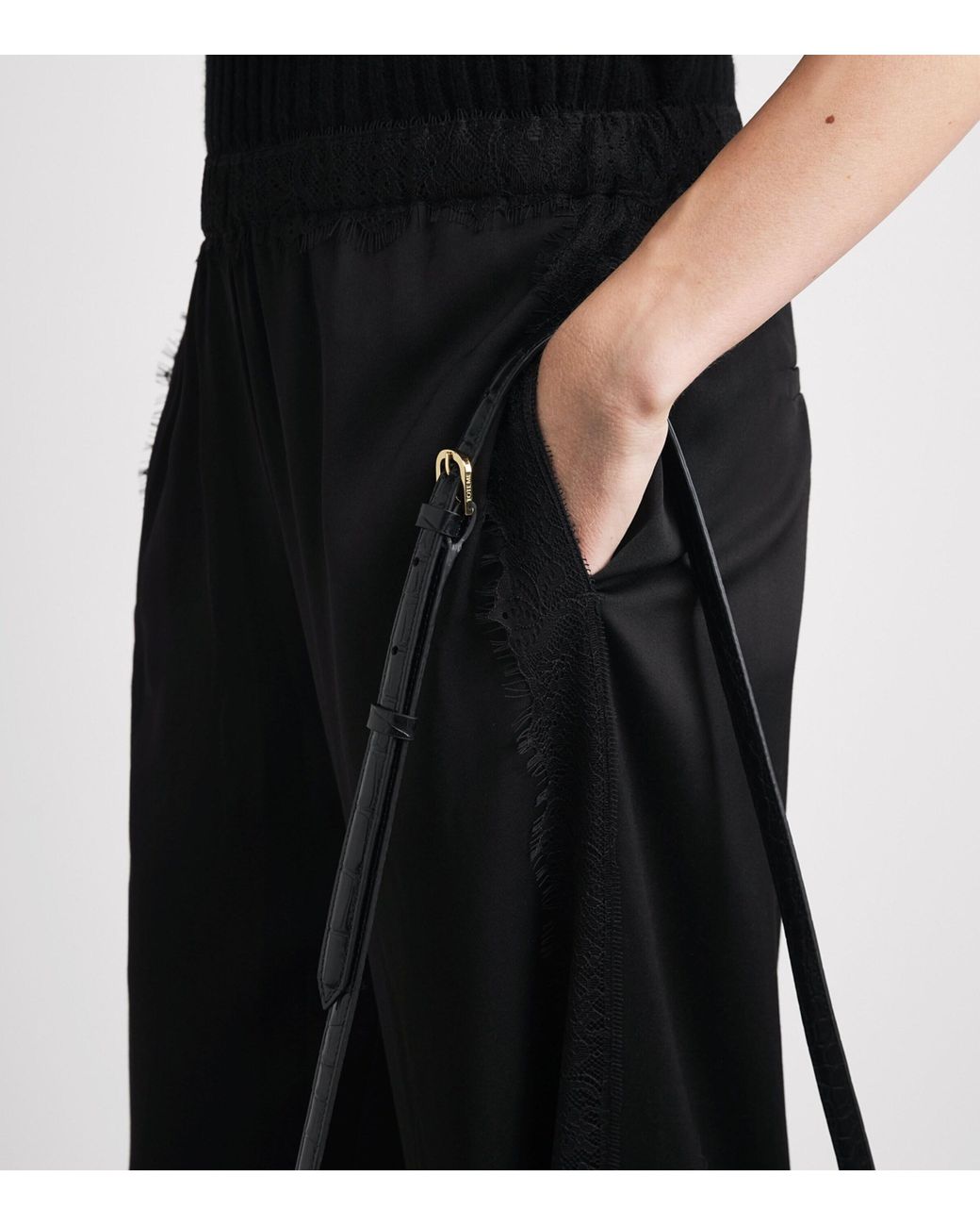 Vince Black Lace-Trim Trousers