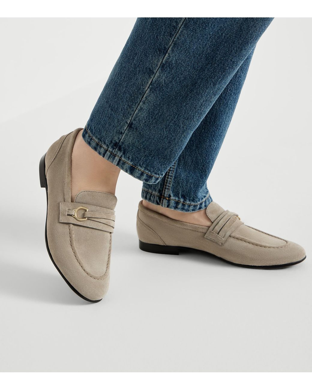 Brunello Cucinelli Gray Suede Horsebit Loafers