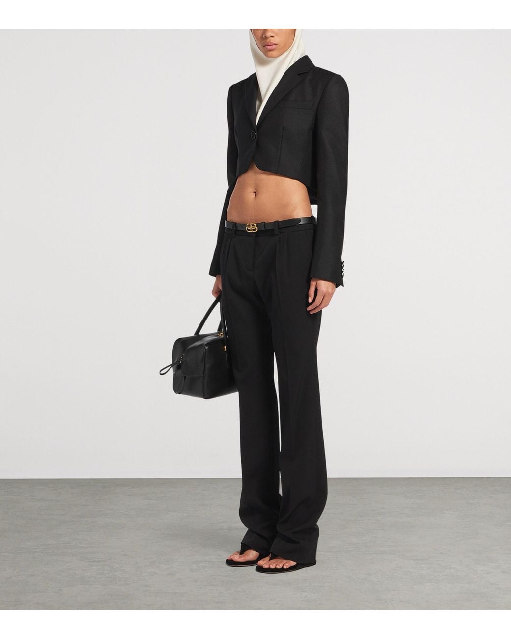 Balenciaga Black Wool Cropped Blazer
