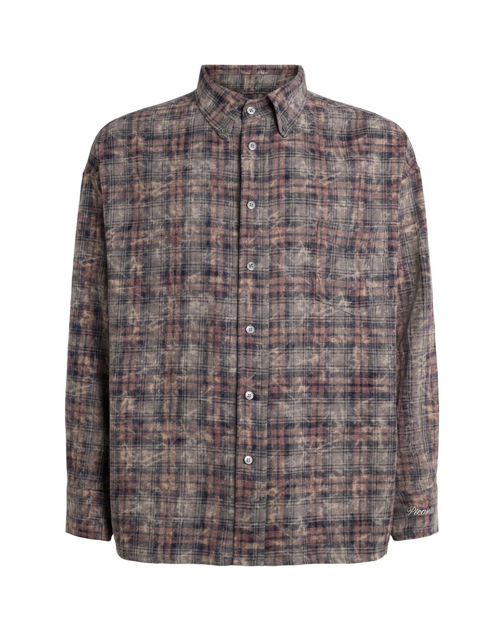 Picante Gray Cotton Bleached Check Rocco Shirt for men