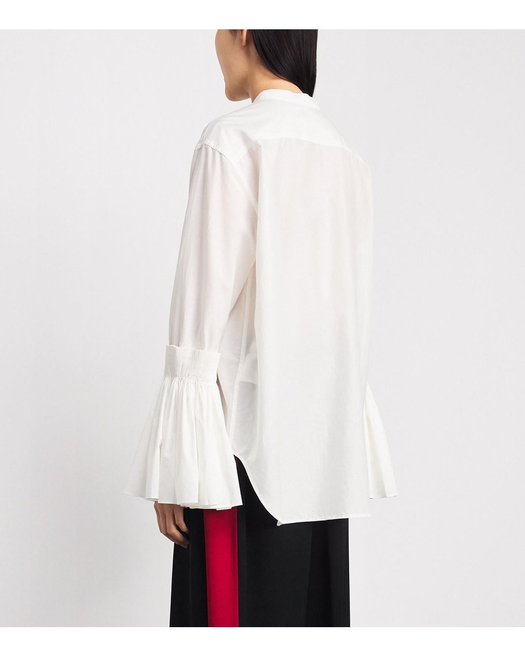Polo Ralph Lauren White Cotton-Silk Bell-Sleeve Shirt