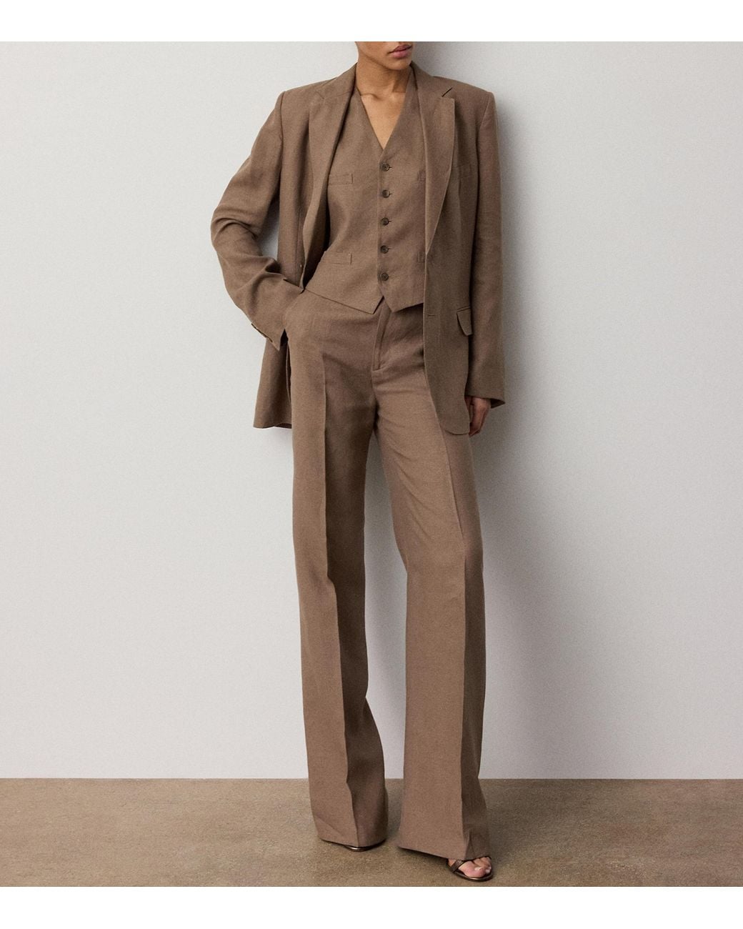 Ralph Lauren Brown Linen Dean Ii Trousers
