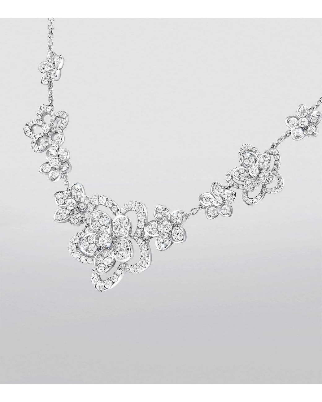 Graff Metallic White Gold And Diamond Wild Flower Multi-diamond Necklace