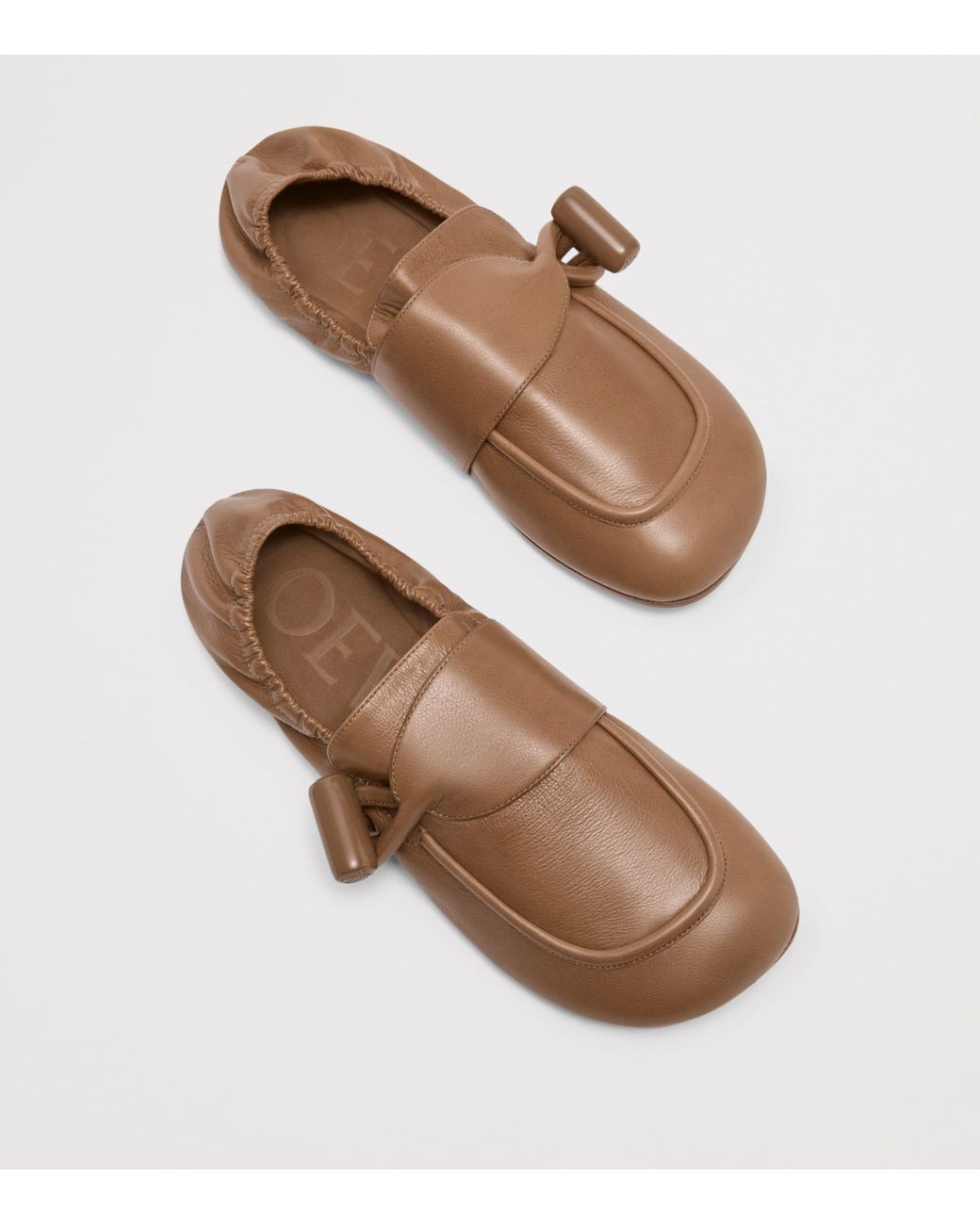 Loewe Brown Leather Toggle Loafers