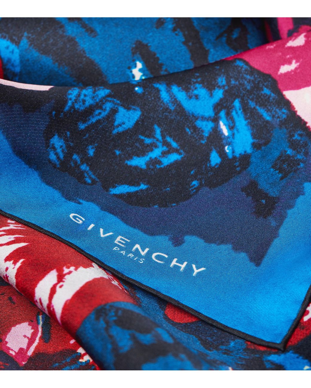 Givenchy Blue Silk Floral Scarf