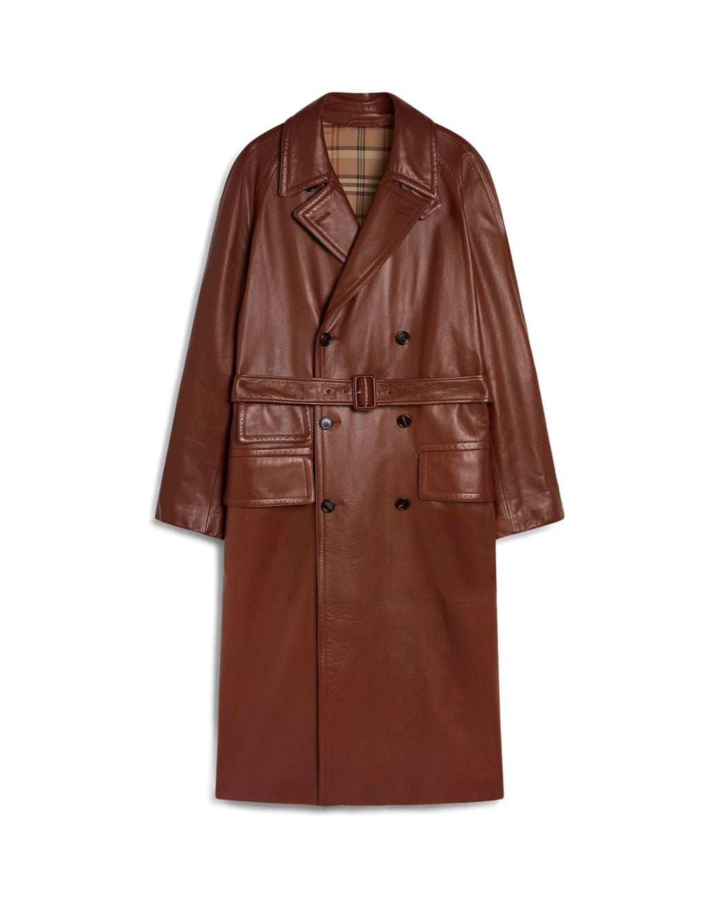Dunhill Brown Archive Leather Trench Coat for men