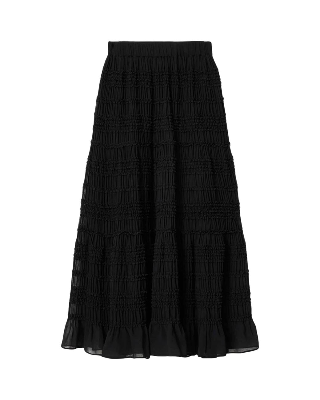 AllSaints Black Shirred Lotus Maxi Skirt