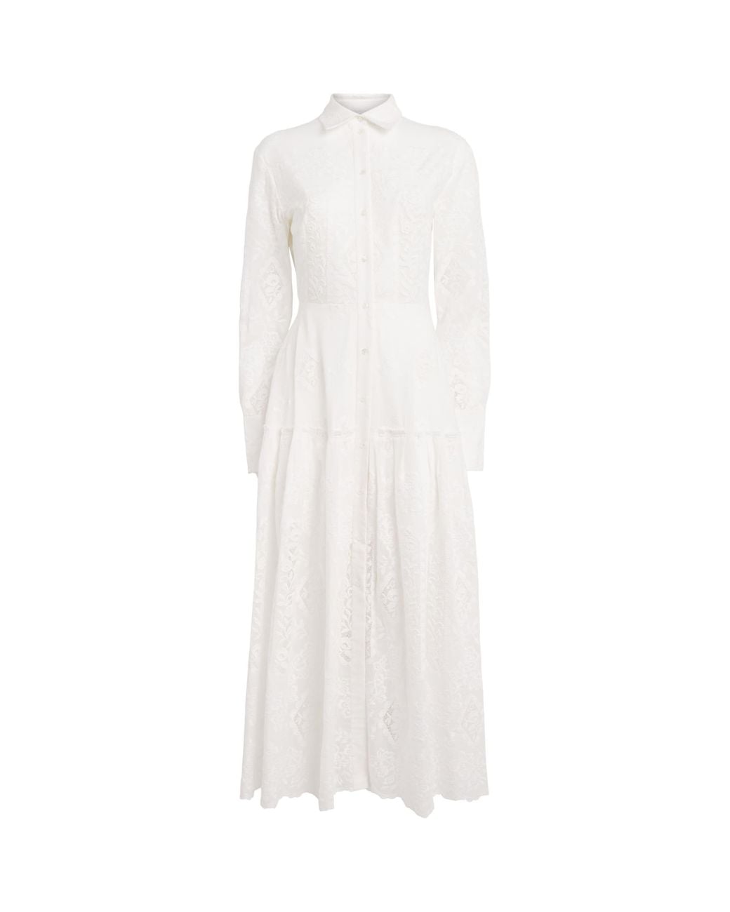 Erdem White Cotton Embroidered Midi Shirt Dress
