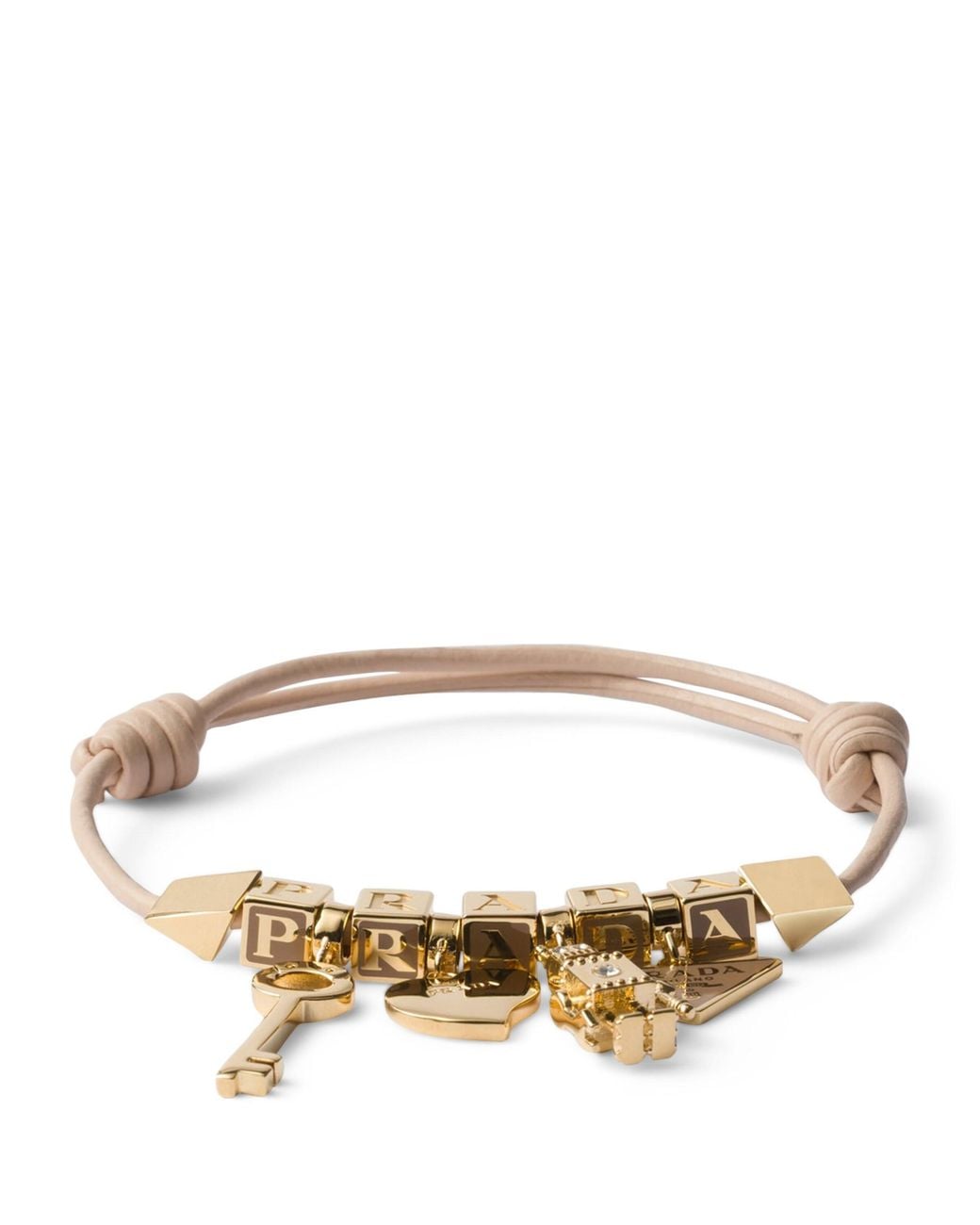 Prada Brown Nappa Leather Charm Bracelet