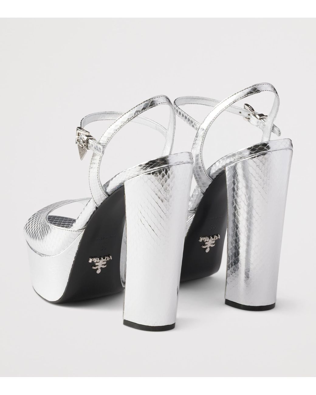 Prada White Snakeskin Platform Sandals 115