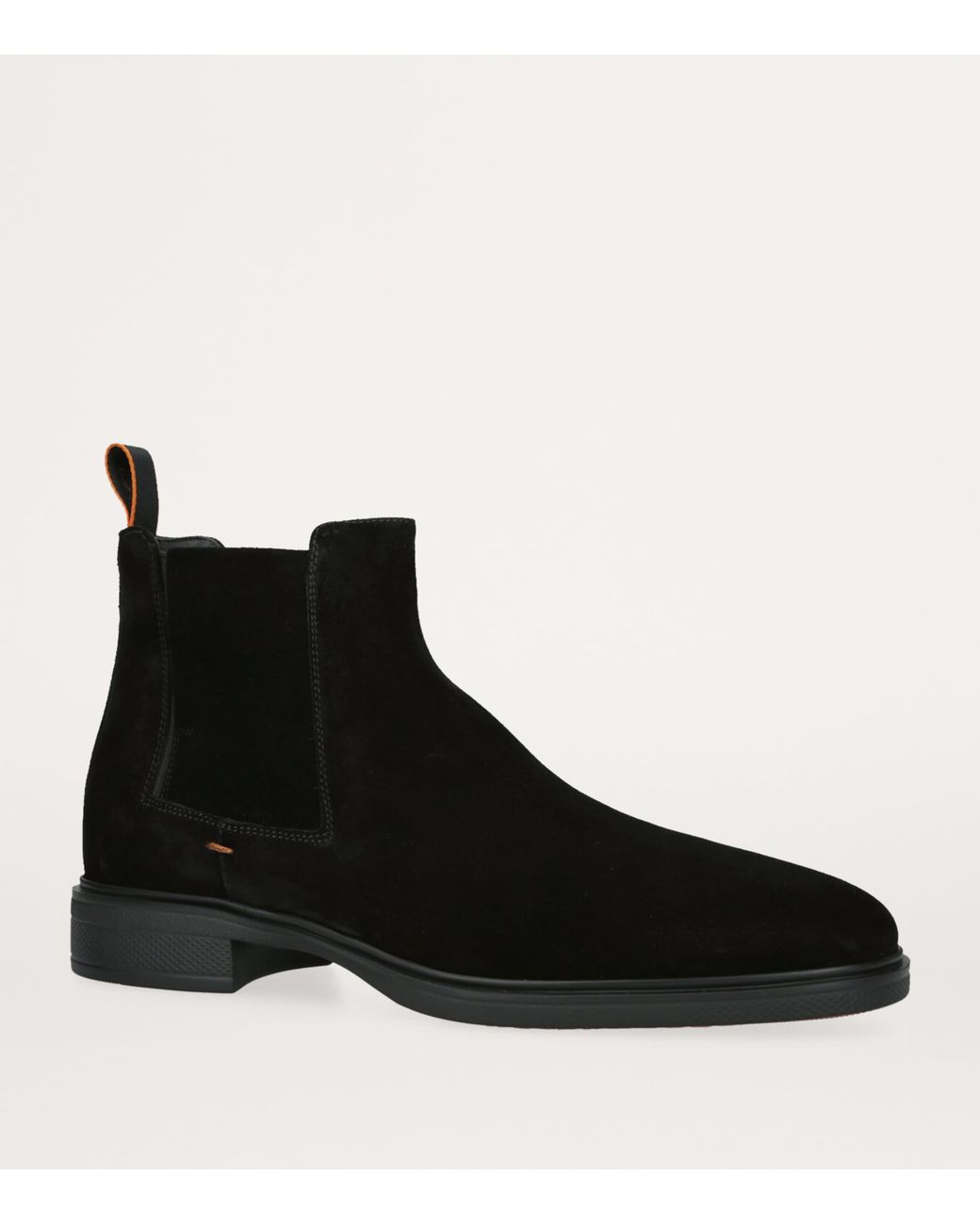Santoni Black Suede Chelsea Boots for men