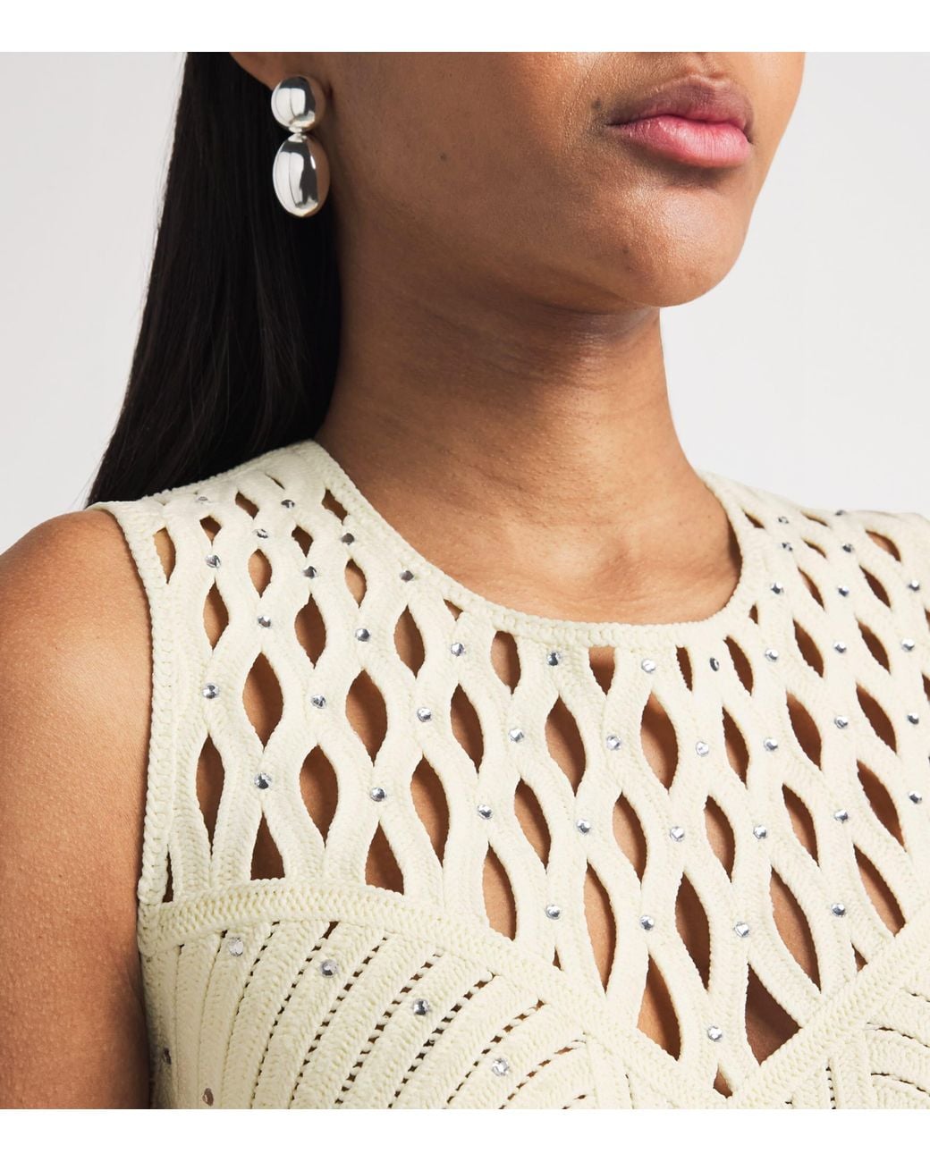 Maje Natural Embellished Crochet Top