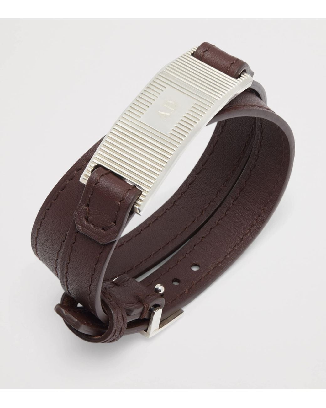 Dunhill Brown And Leather Id Tag Bracelet for men