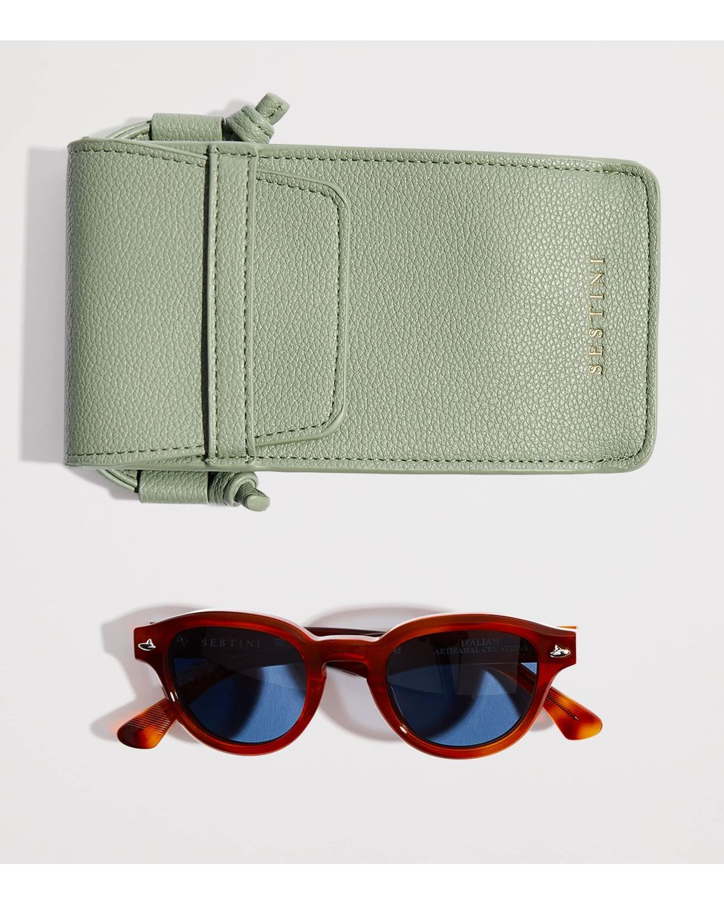 Sestini Eyewear Blue Acetate Sei E Mezzo Sunglasses for men