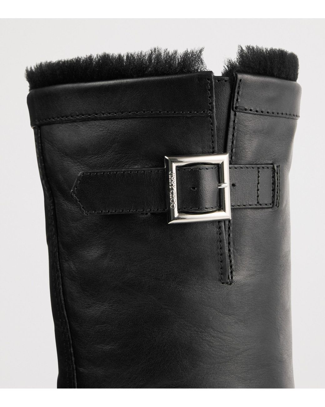 Jimmy Choo Black Biker Mid Leather Boots