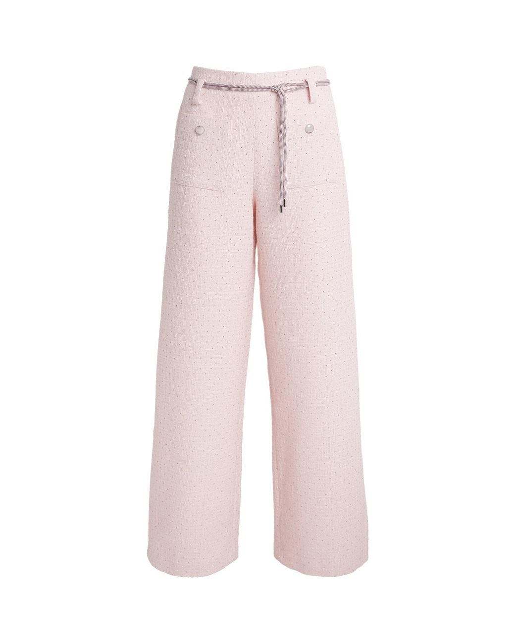 Maje Pink Tweed Wide-Leg Trousers
