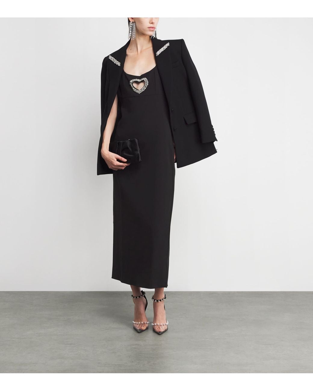 Sandro Embellished Heart Maxi Dress in Black | Lyst