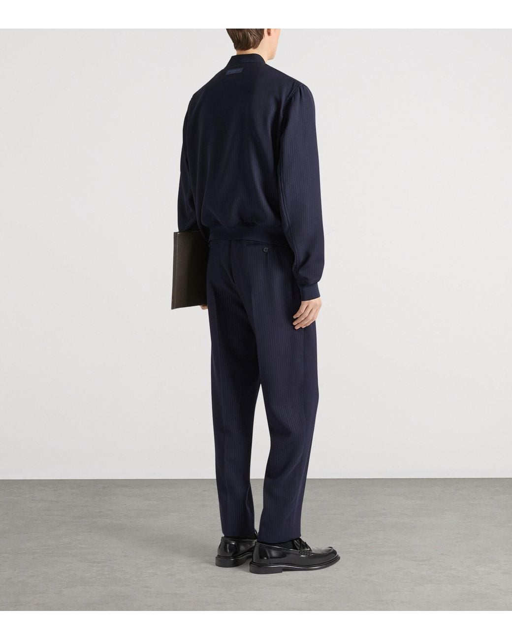 Givenchy Blue Wool-Blend Stripe Bomber Jacket for men