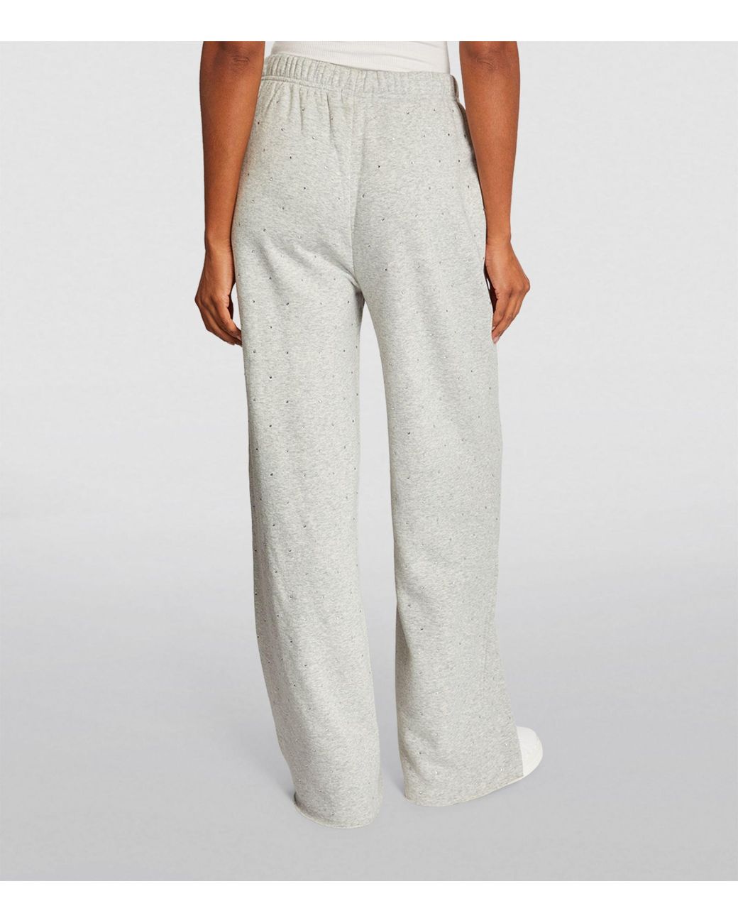 GOOD AMERICAN Crystal-embellished Wide-leg Sweatpants in Gray | Lyst