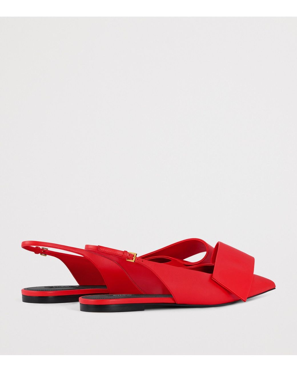 Givenchy Red Leather Twisted Ribbon Slingback Ballet Flats