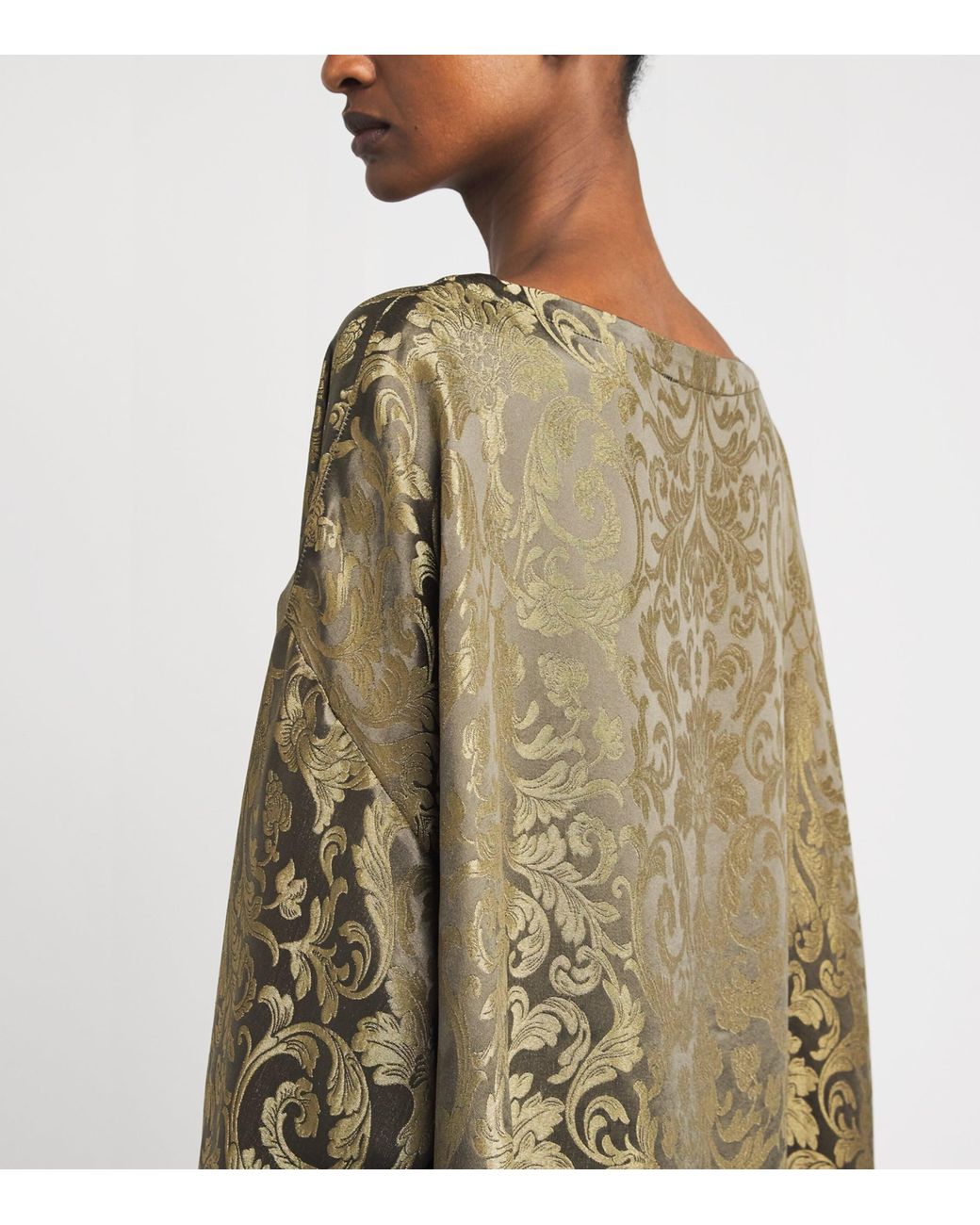 Eskandar Natural Metallic Jacquard Midi Dress