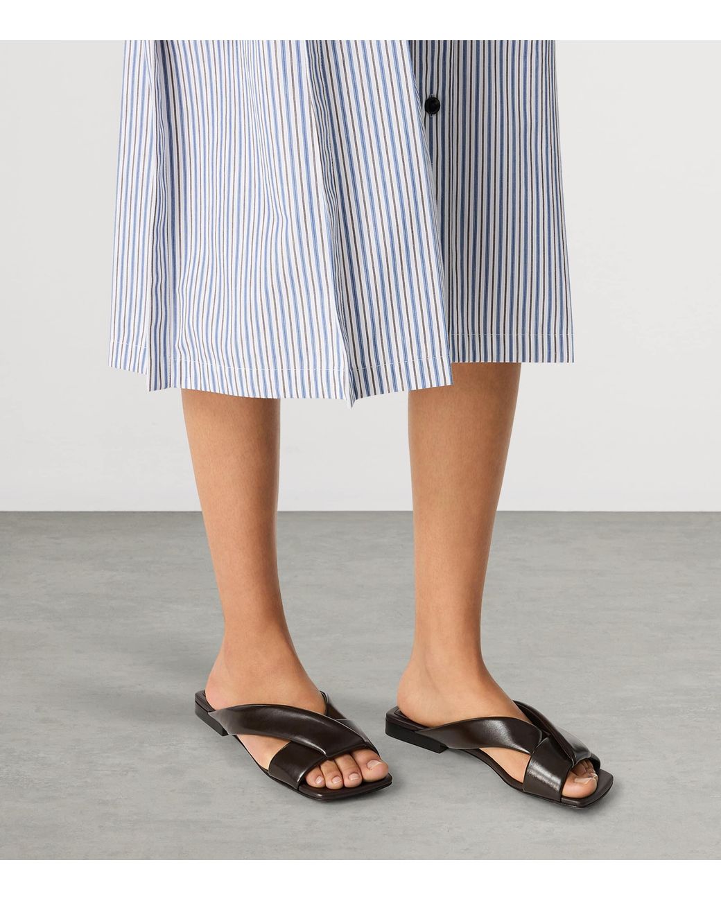 Bottega Veneta Brown Leather Riva Mules