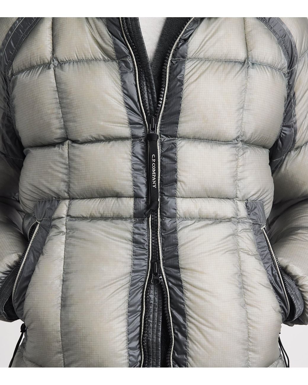 C P Company Gray D.D. Shell Hooded Down Puffer Jacket