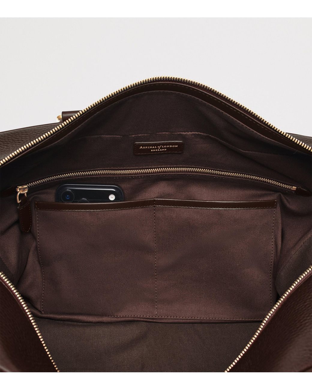 Aspinal Purple Grained Leather 36-Hour Holdall for men