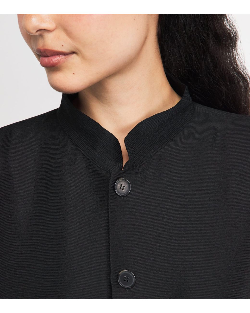 Eskandar Black Silk Plissé Wide A-Line Jacket