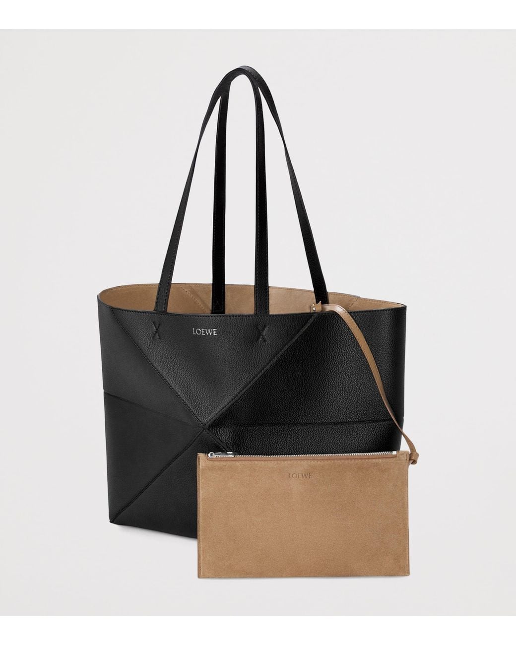 Loewe Black Medium Leather Puzzle Fold Tote Bag