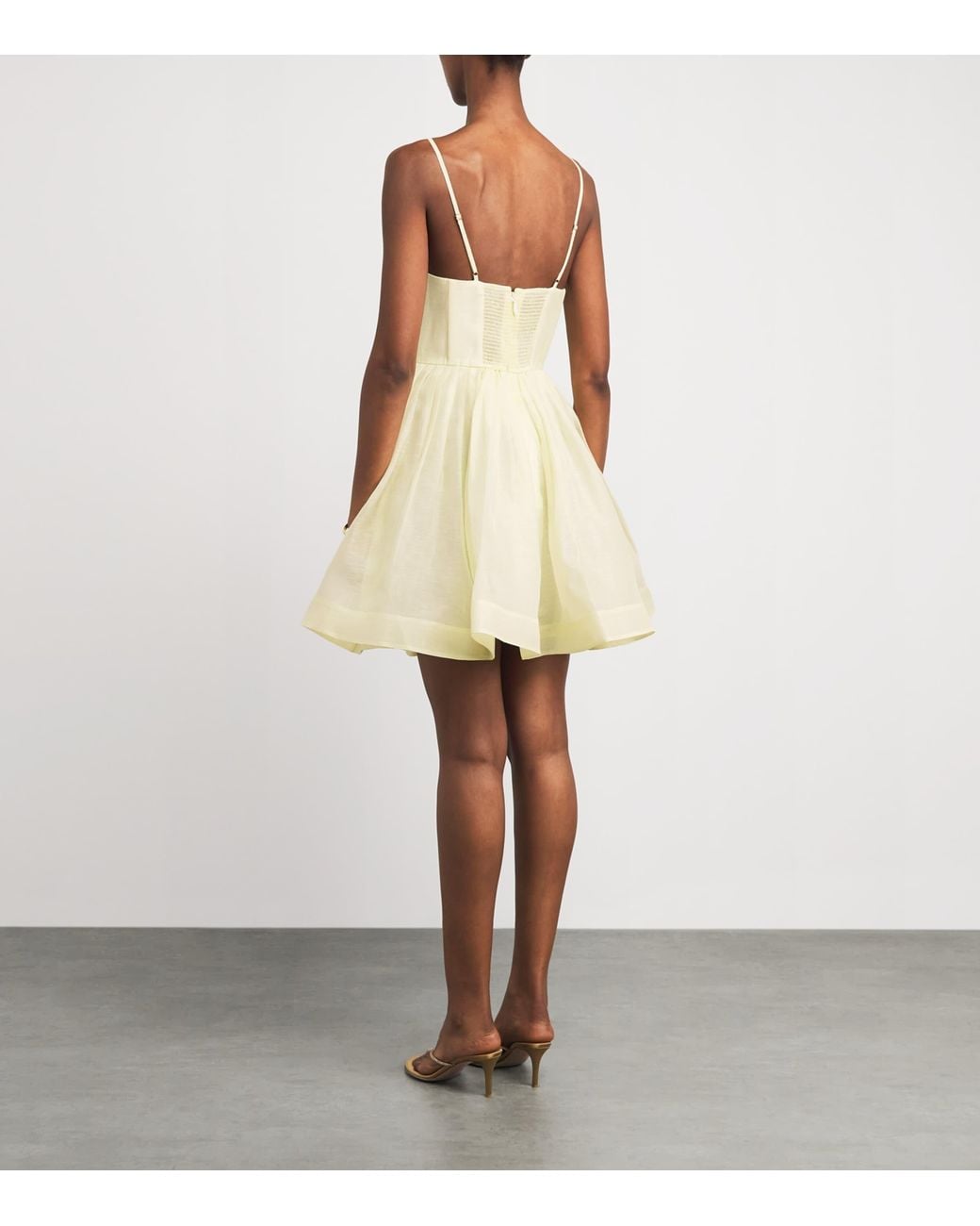 Zimmermann Blue Linen-Silk Plunge Mini Dress